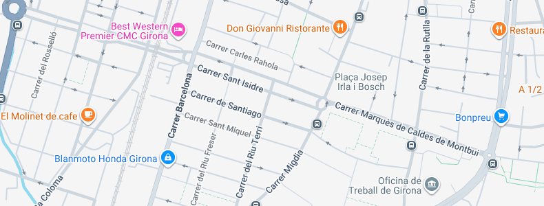 Mapa de carrers al voltant de C. Riu Terri, Girona